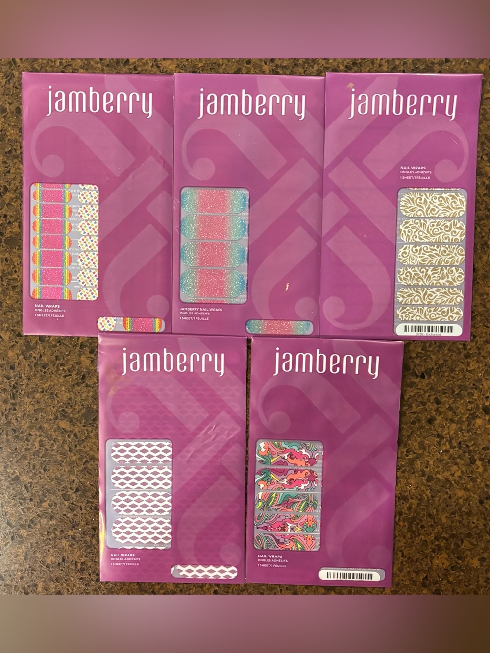 Set of 5 Brand New Jamberry Nail Wraps‎